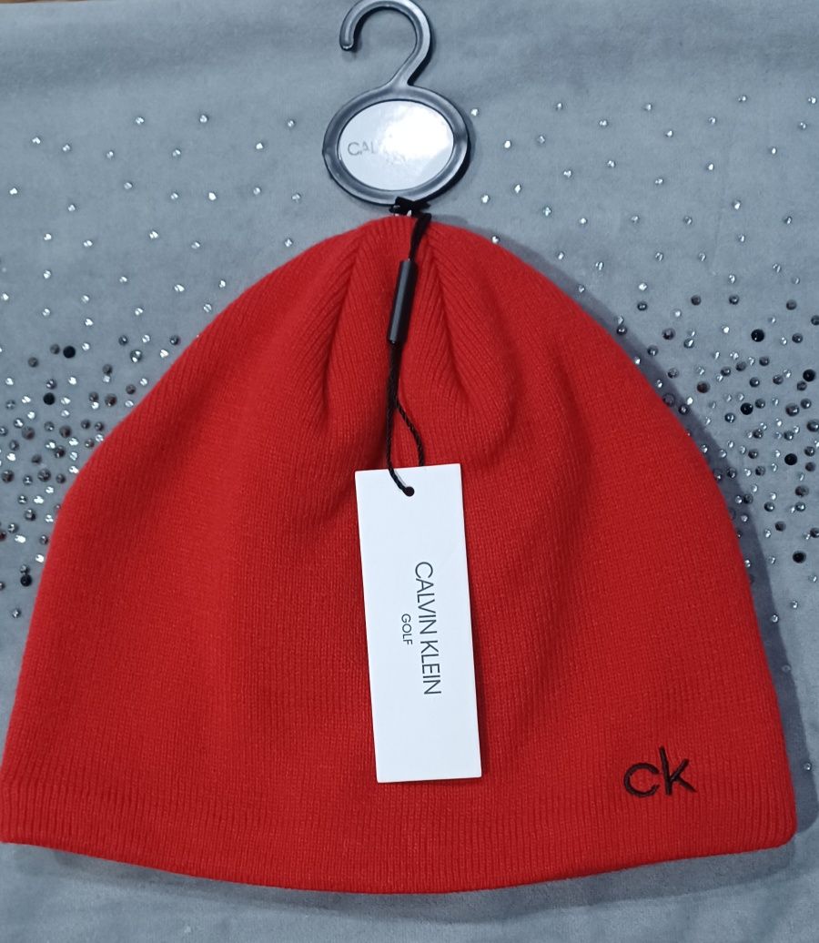 Czapka zimowa Calvin Klein beanie czerwona