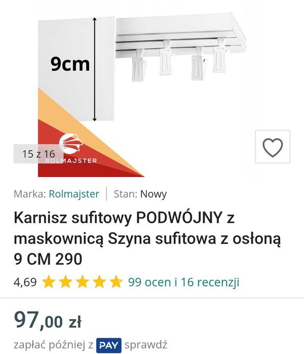 Karnisz z listwą maskującą 290-300cm