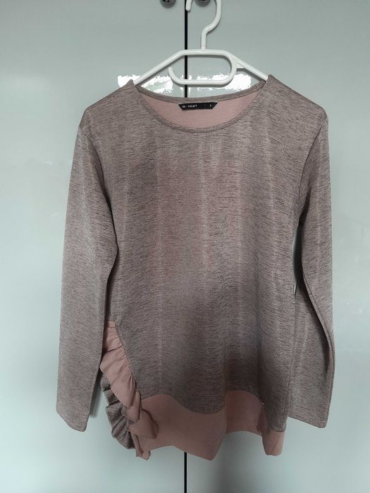 Piękna bluza Monnari rozm S brudny róż metaliczny falbana