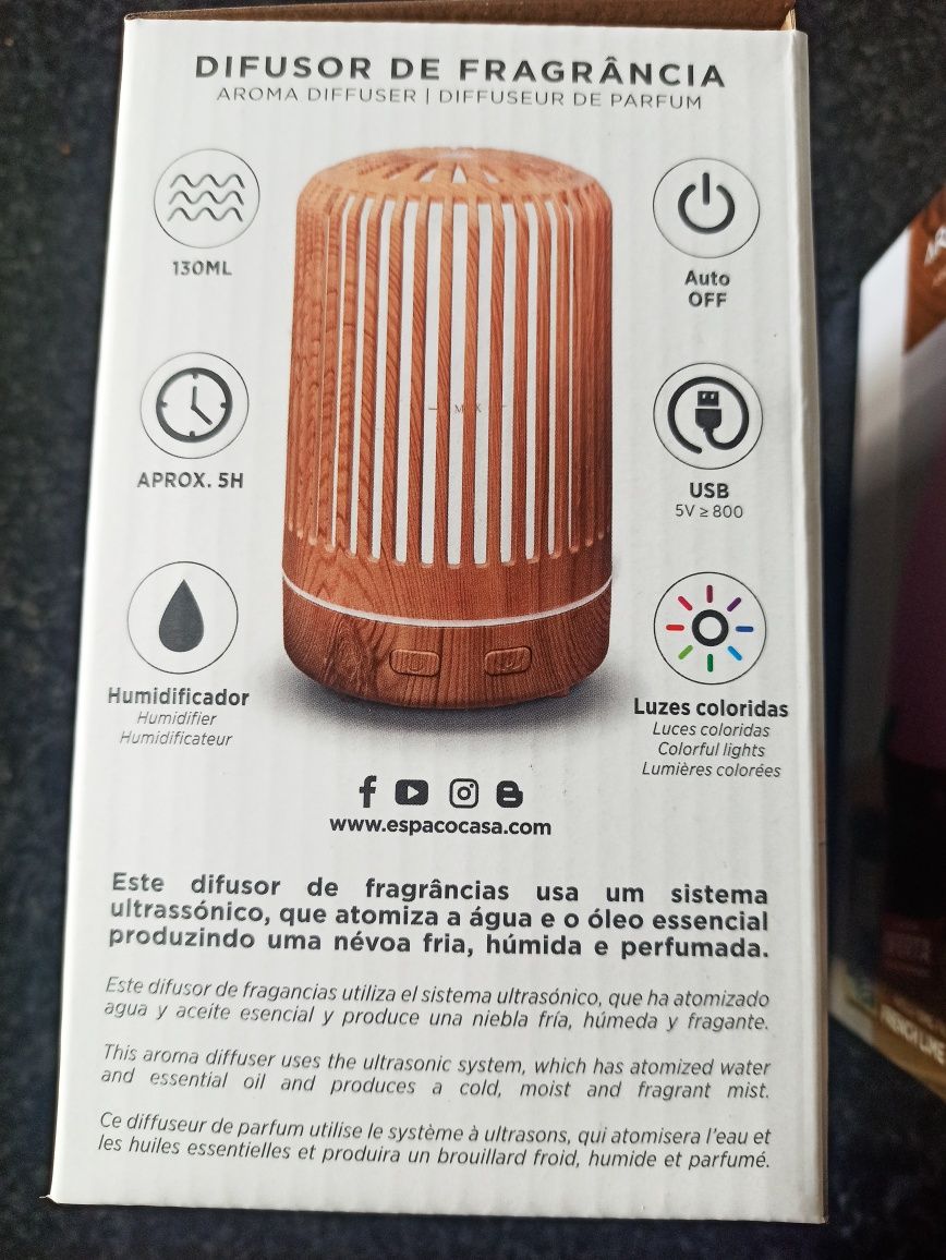 Difusor / aromatizador de fragrância com led e candeeiro