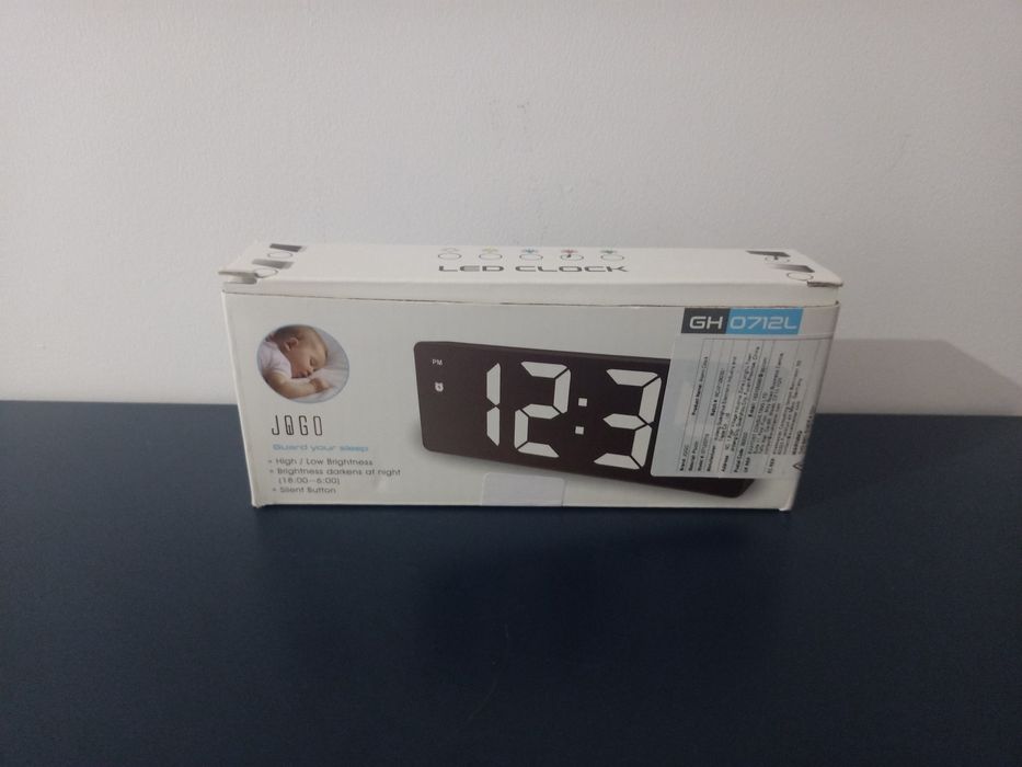 Jqgo zegar elektroniczny z budzikiem i termometrem gh0712L