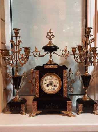Часы каминные, антикварные– Франция – 19век