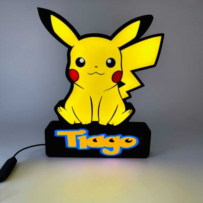 Candeeiro da Pikachu com Nome Personalizado