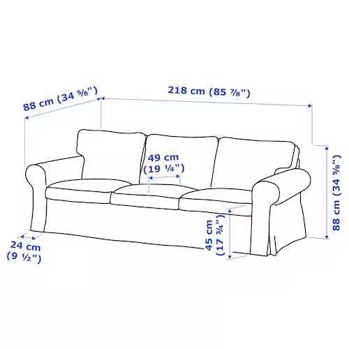 Sofa IKEA Ektorp , 3 osob, nierozkładana,r.218x88x88cm-dostawa grat