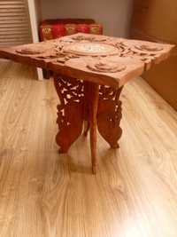 REZERWACJA Drewniany Indyjski ręcznie rzeźbiony stolik orientalny