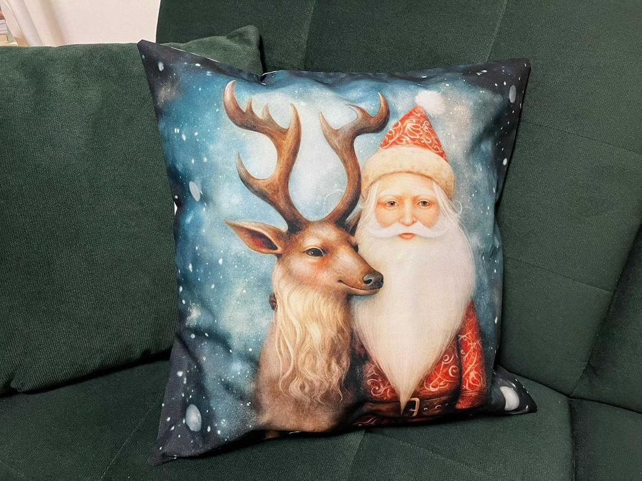 Poszewka na poduszkę święta świąteczna Mikołaj 45x45 szyta HANDMADE
