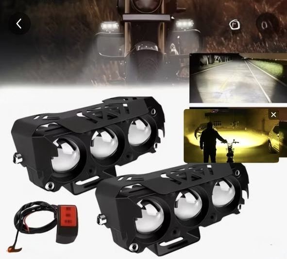 Мотоциклетний LED-прожектор , Жовте-біле світло + перемикач