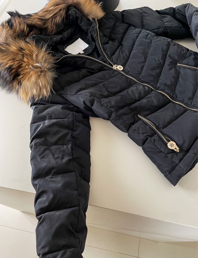 Czarna kurtka z futrem naturalnym Elisabetta Franchi rozmiar 1 XS S