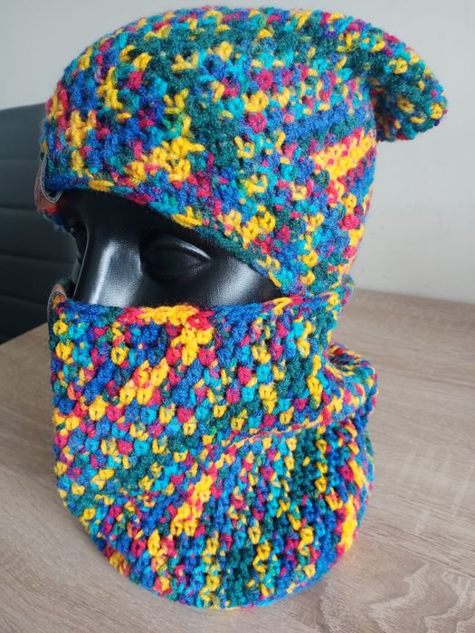 Komplet zestaw czapka smerfetka + komin handmade