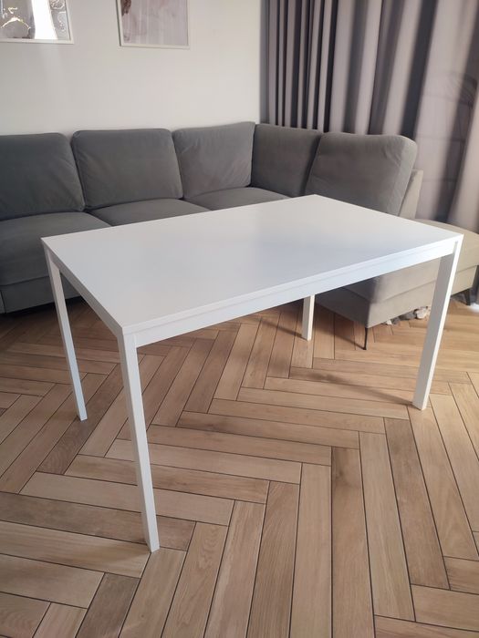 Biały nowoczesny stół IKEA VANGSTA rozkładany 120/180x75 stalowe nogi