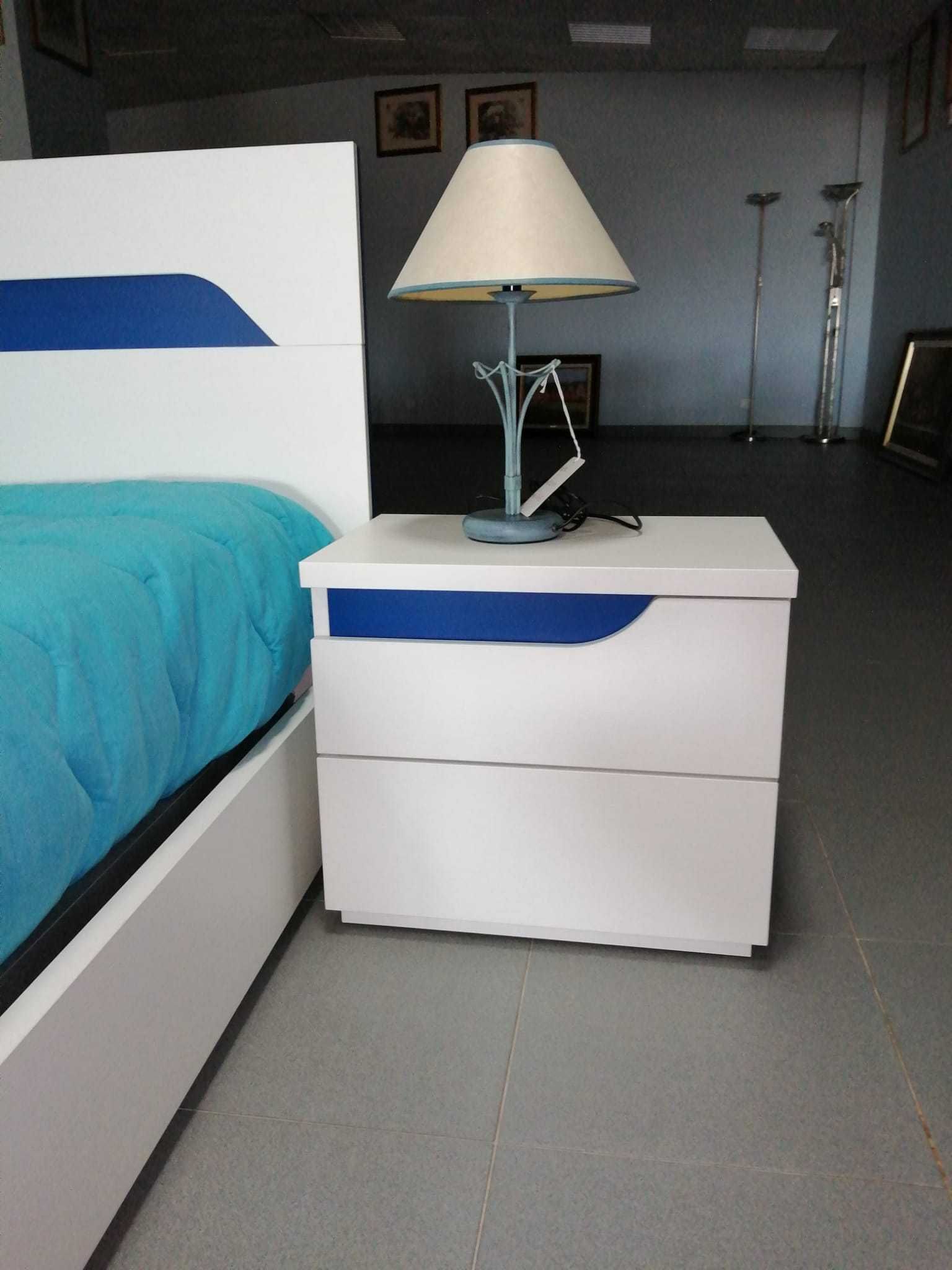 Mobília Quarto solteiro melamina branco/ lacado azul NOVO