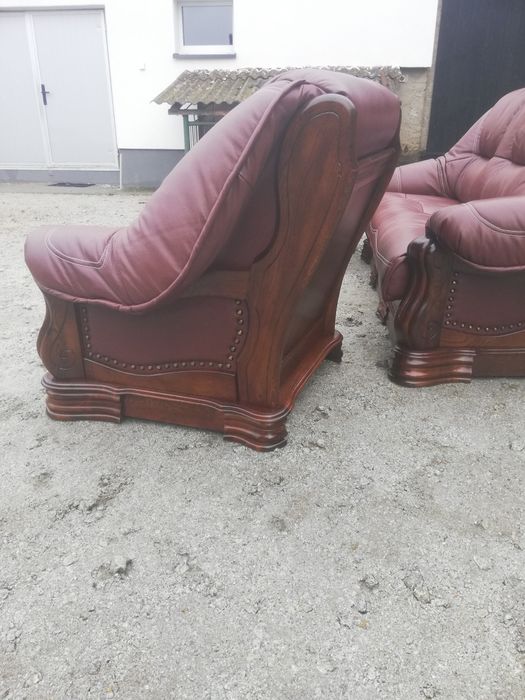 Komplet wypoczynkowy dębowy 311 funkcją spania nowa skóra