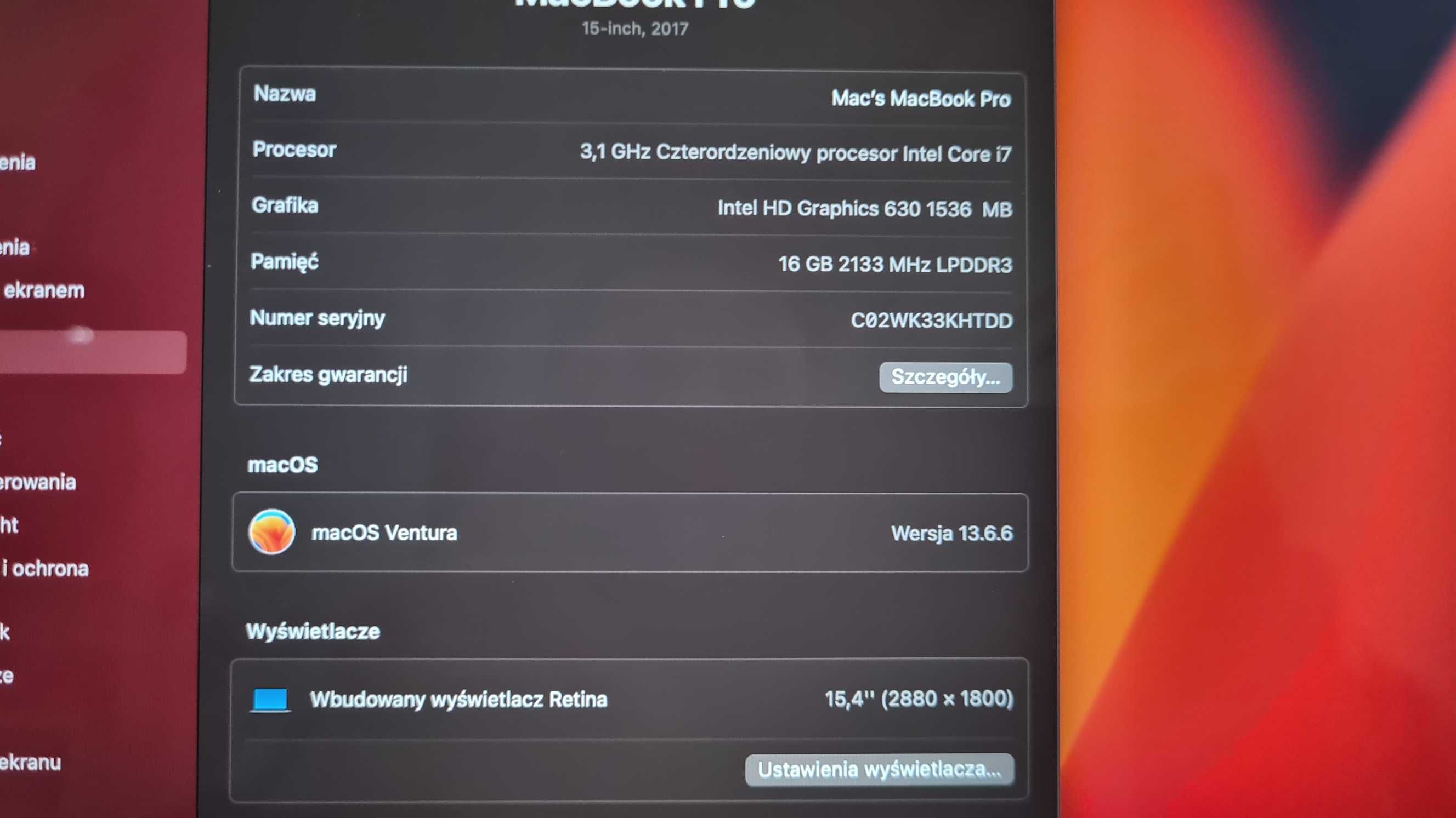 MacBook PRO 15 i7/16/500 Radeon Retina