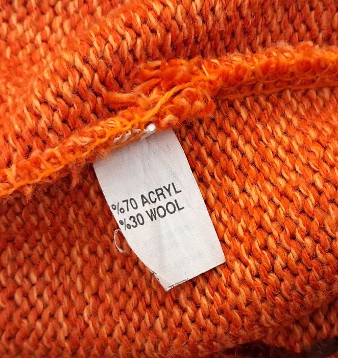 Sweter pulower z wełną vintage z aplikacją orange pomarańcz M