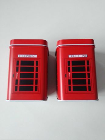 2 puszki czerwone angielska budka telefoniczna 6x6x9 cm
