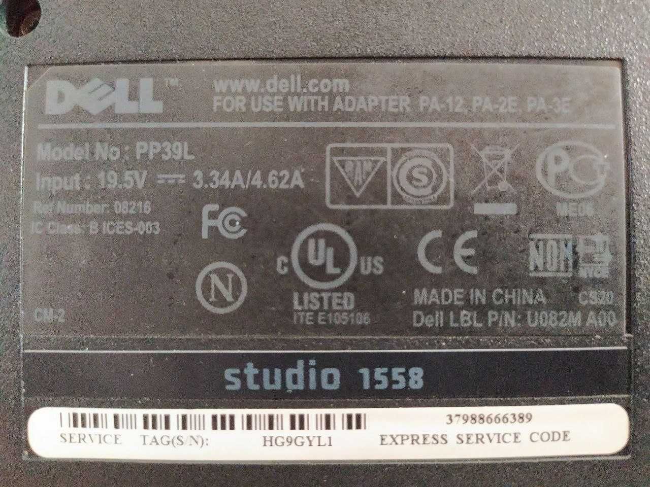 DELL studio 1558 PP39L розбірка