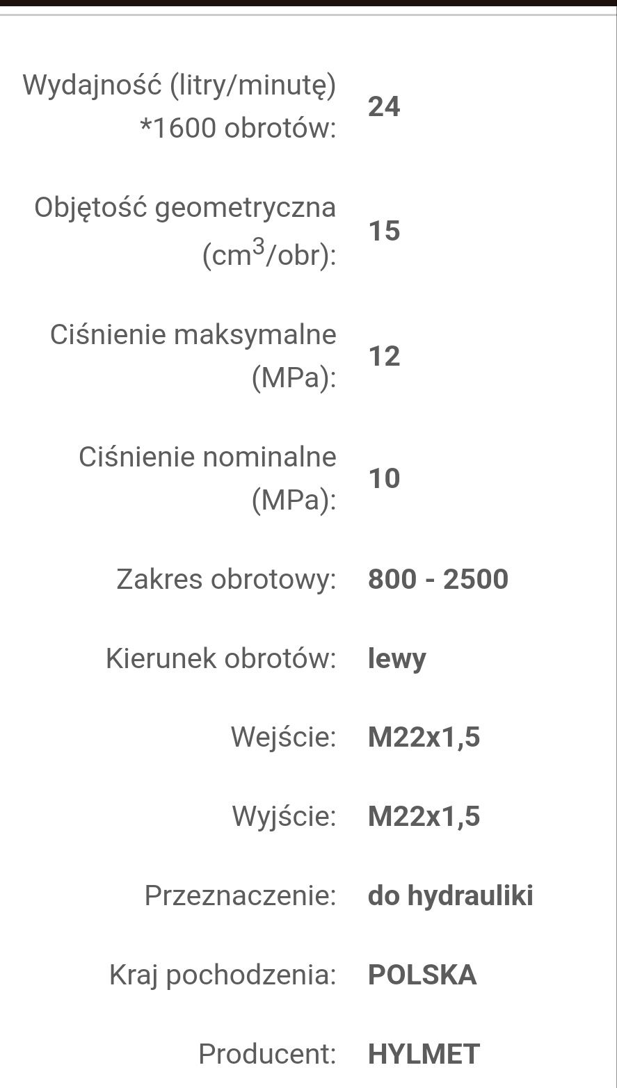 Pompa hydrauliczna podnośnika Ursus C-328 C-330 HYLMET