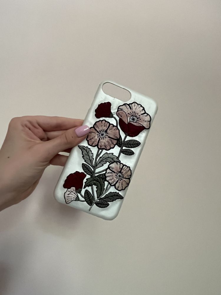 iPhone 7 Plus 8 Plus case etui Bershka kwiaty 3D
