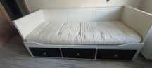 Łóżko rozkładane Ikea hemnes z 3 szufladami biało-czarne,