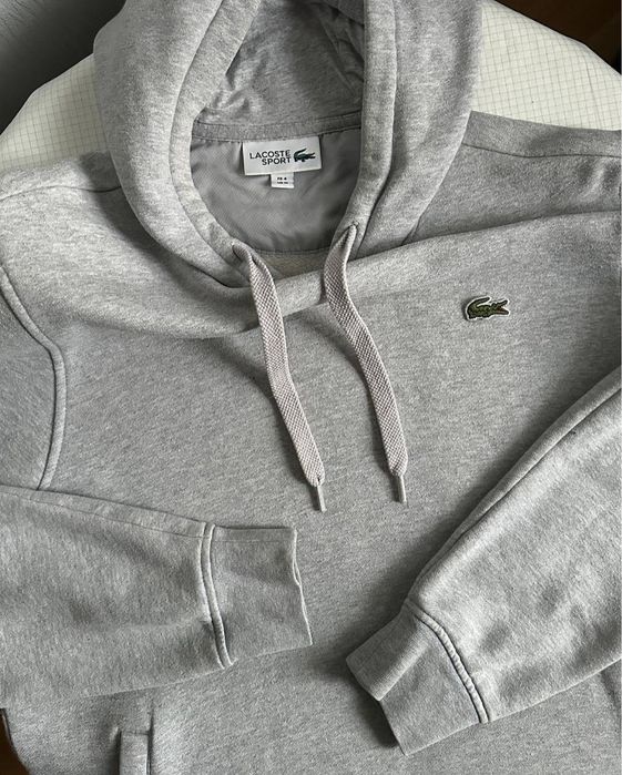 Сірий худі Lacoste на флісі