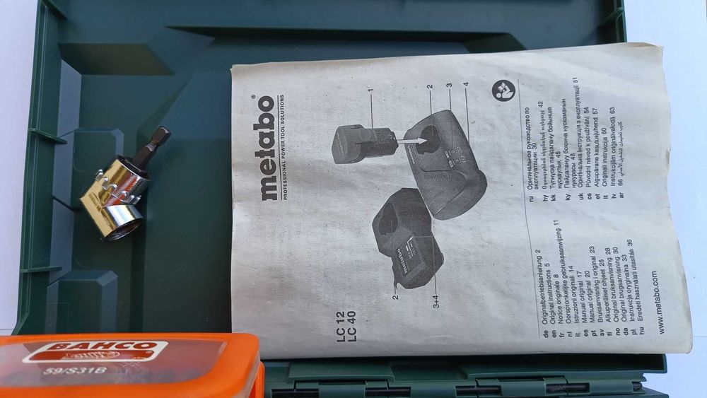 Bity BAHCO, wiertarko-wkrętarka METABO + adapter kątowy