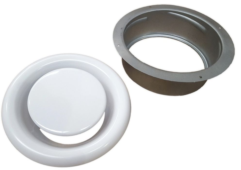 3 sztuki ANEMOSTAT metalowy wywiewny WYCIĄGOWY 100 mm + ramka BIAŁY