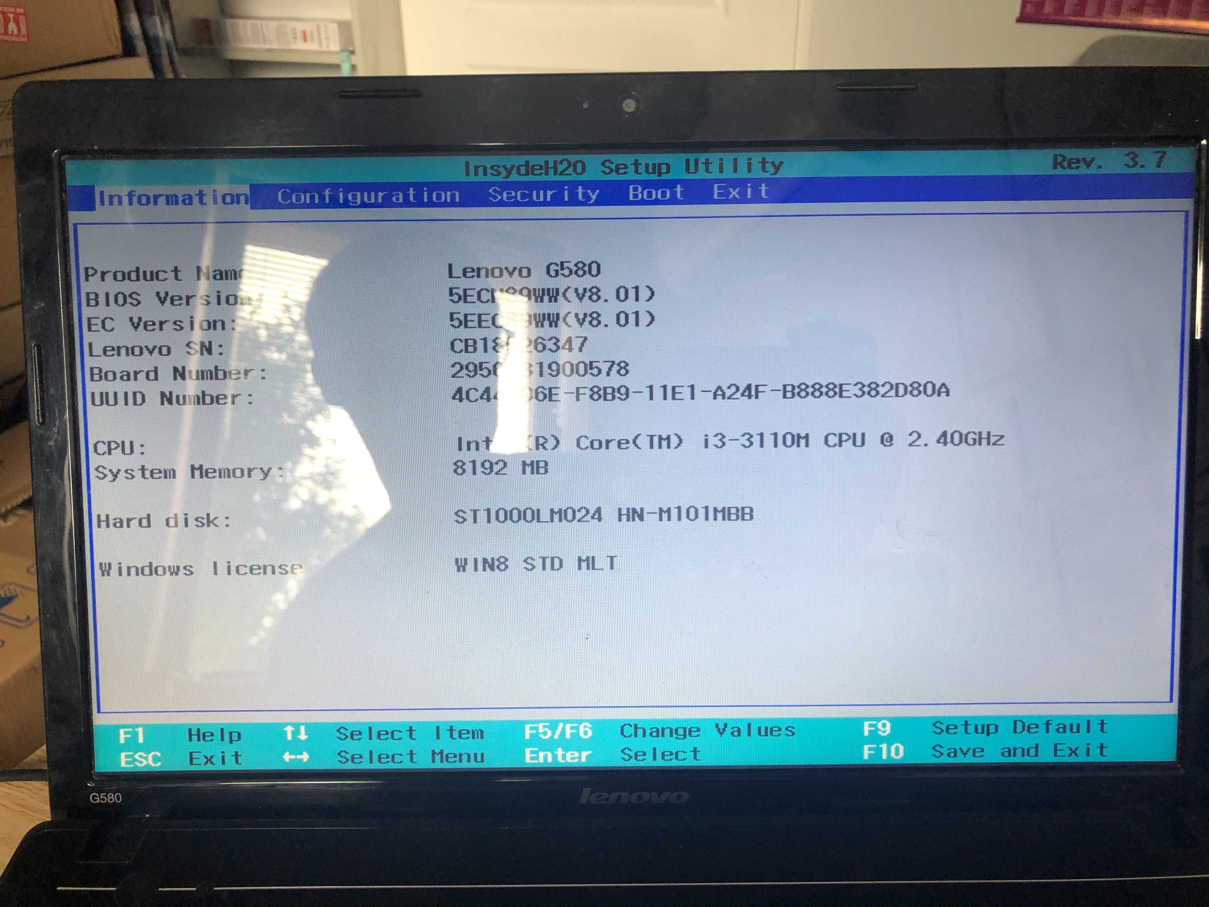 Lenovo G580 i3 nVidia GeForce GT610 8GB Windows 10
