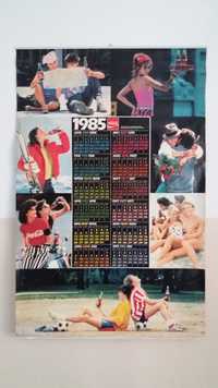Coca-Cola Kalendarz Plakat 1985 Vintage Calendar Design Unikat