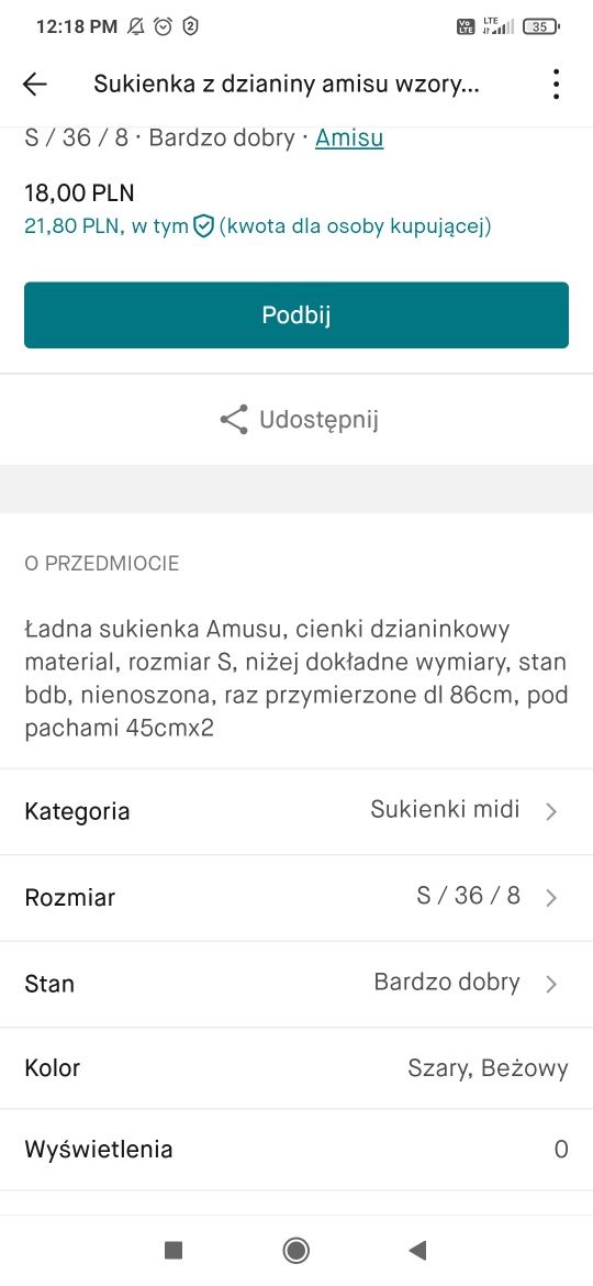 Sukienka amisu cętki wzory ciepla