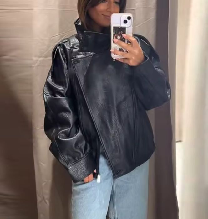 Kurtka eko skora ysl musthave viralowa zara oversize skorzana
