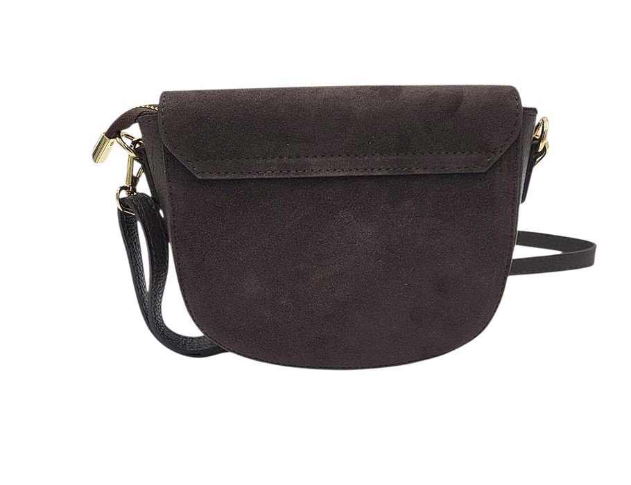 Listonoszka Laura Biaggi skórzana brąz czekolada zamsz