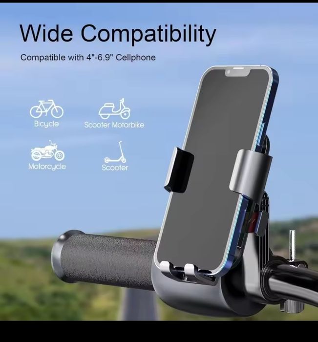 Suporte universal giratório 360° de telemóvel para mota, bicicleta, tr