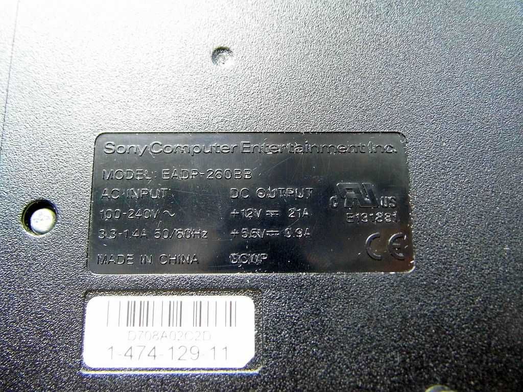 Zasilacz do konsoli Sony PlayStation 3 Classic EADP-260BB