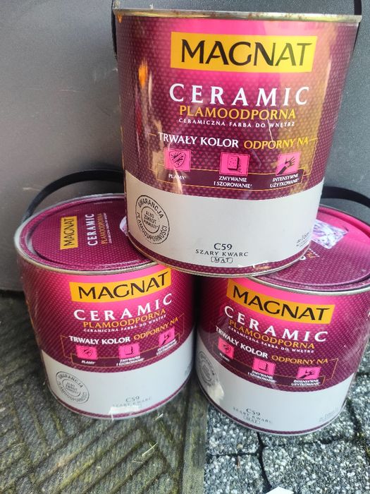 Trzy nowe farby magnat ceramic szary kwarc c59