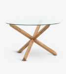 Mesa de jantar Ø119 vidro/carvalho