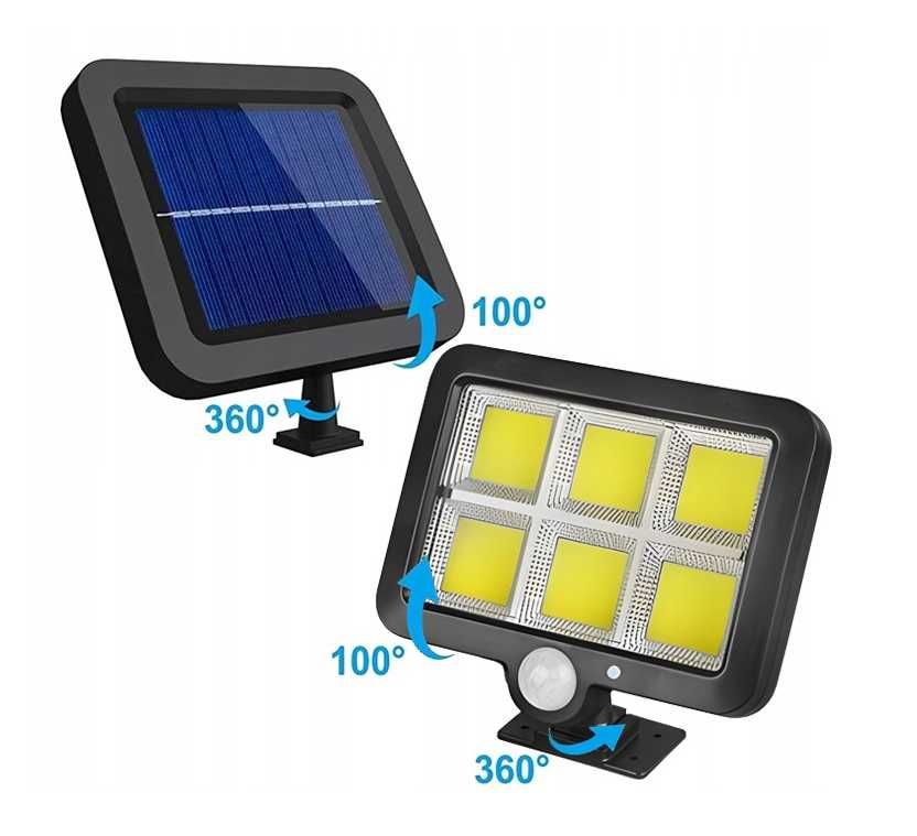 LAMPA LED Solarna CZUJNIK RUCHU Zmierzchu Mocna Panel Solarny + Pilot