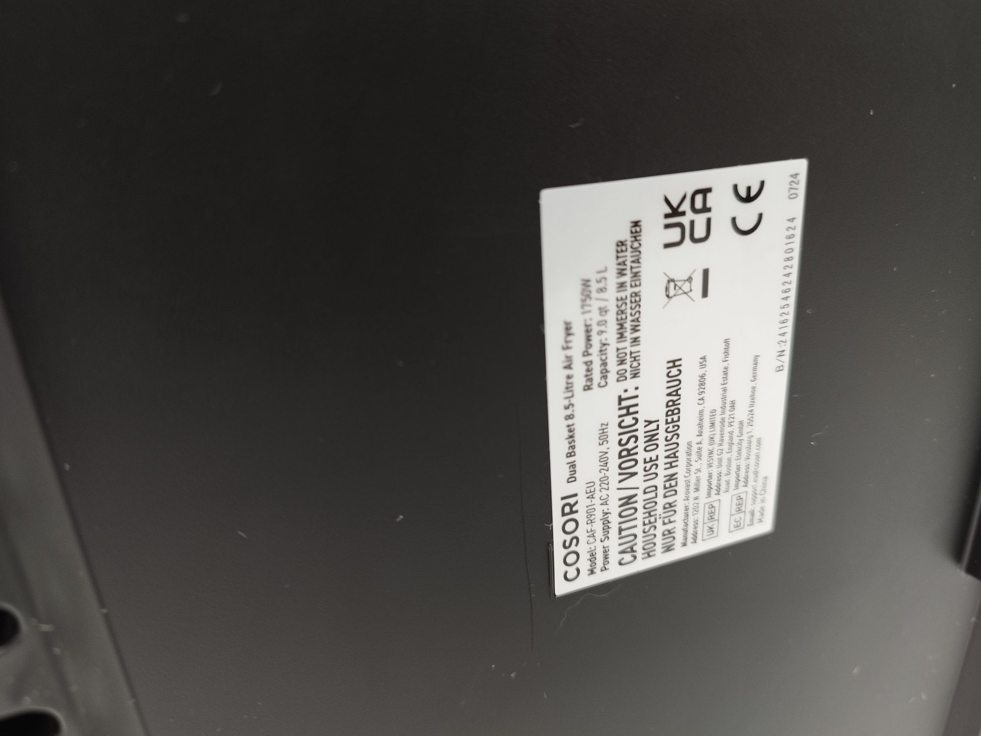 Cosori dual zone XXL 8,5l CAF r901 frytkownica