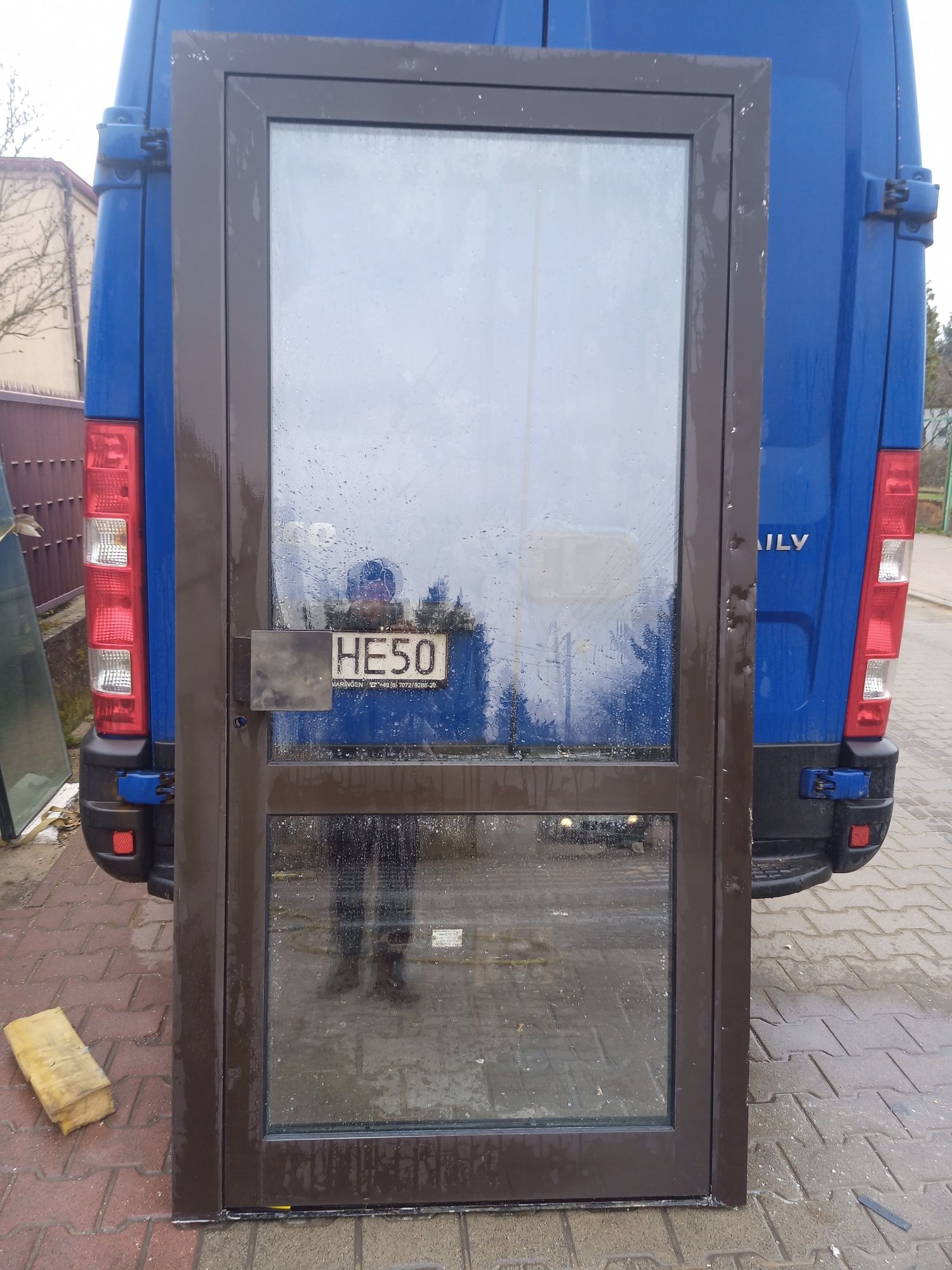 KR HAUS Drzwi 112x223 zewnętrzne 7szt brązowe alu używane okna POZNAŃ