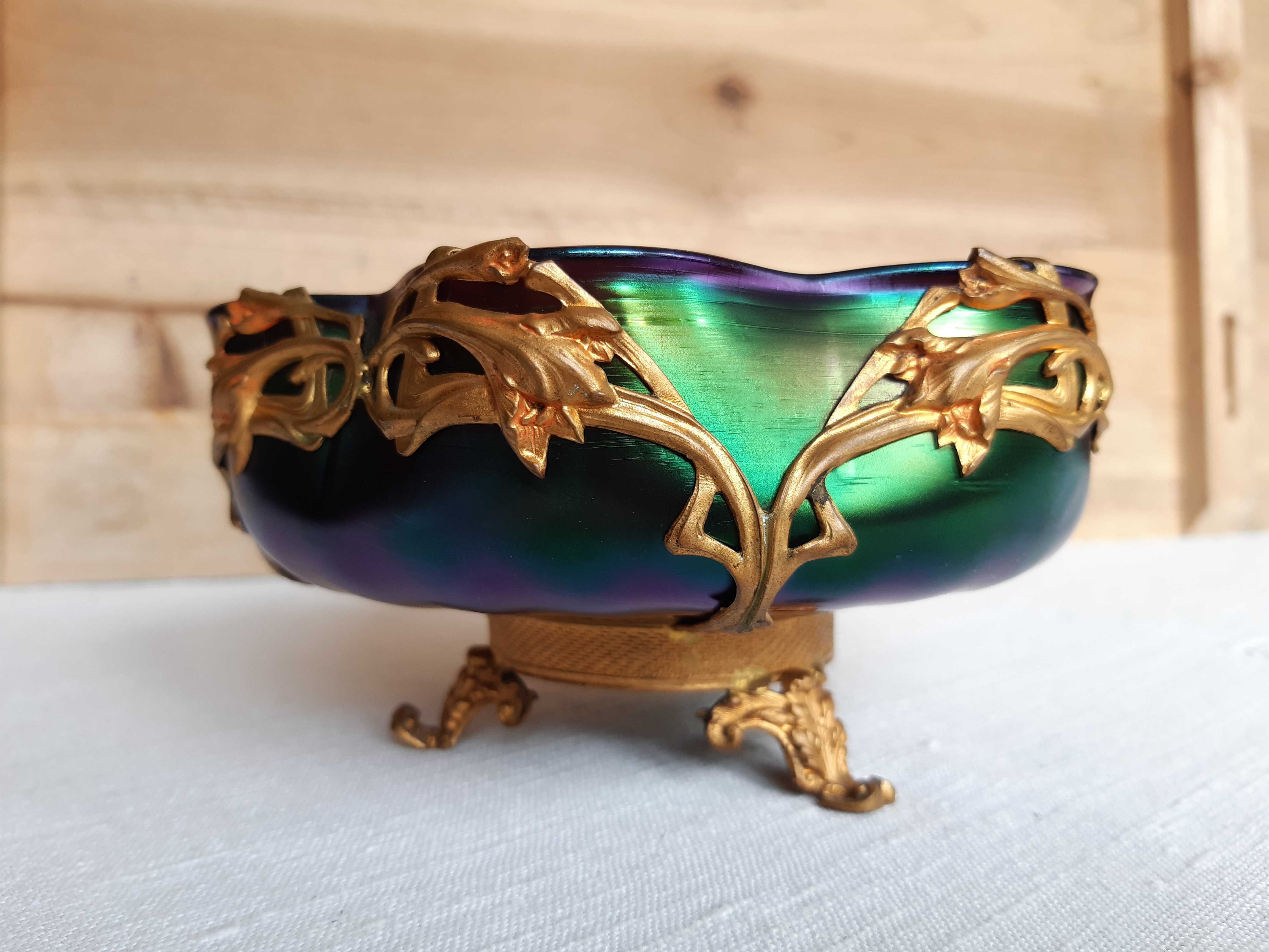 Taça de vidro e bronze dourado (França) 1900's
