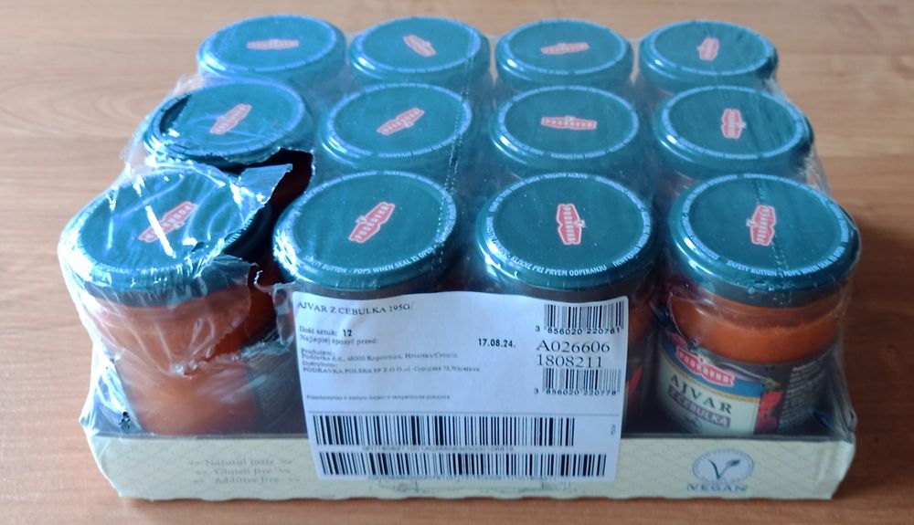 12x AJVAR z cebulką 195g, PODRAVKA pasta na bazie papryki i bakłażanów