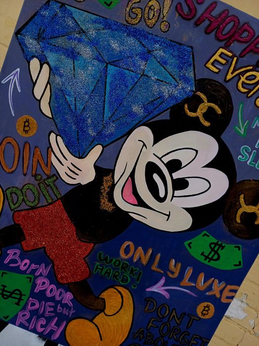 Картина Микки Маус, деньги, успех, богатство,на подарок,Pop art,Disney