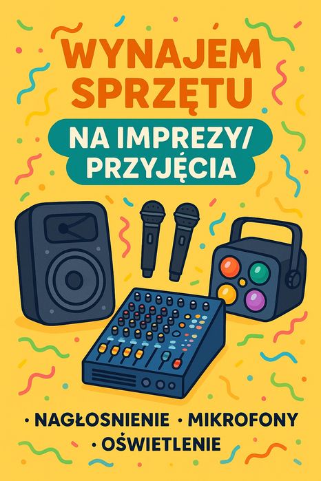 Wynajmę sprzęt na przyjęcie imprezę DYM Ledy mikrofony Karoke