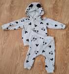 Dres komplet Mickey Mouse bluza spodnie z uszkami na zamek H&M rozm 74