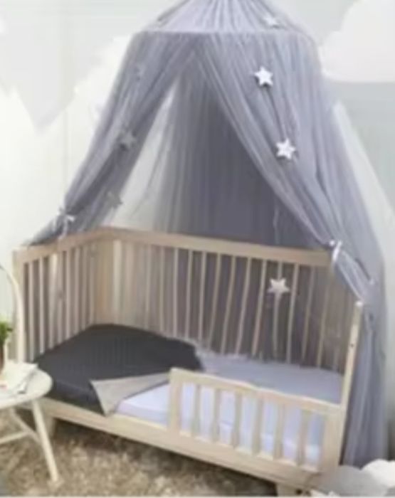 Szary baldachim z włóczki, baldachim do łóżka Wenscha, zasłona do dzie