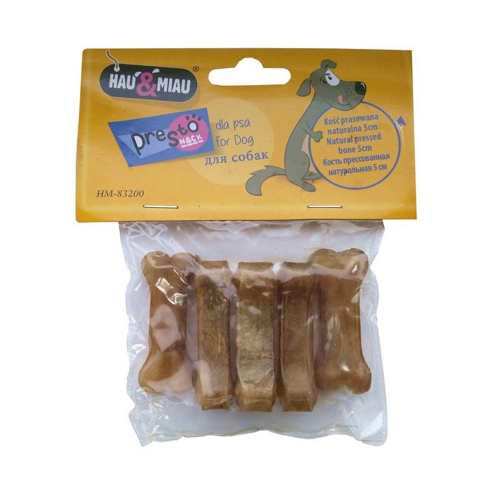 Hau&miau - kość prasowana naturalna dla psa 5 cm, opakowanie 5 sztuk
