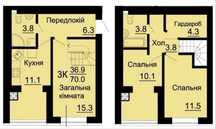 Срочно продам двухуровневую 3 к квартиру в ЖК Львовский Маеток 9/10