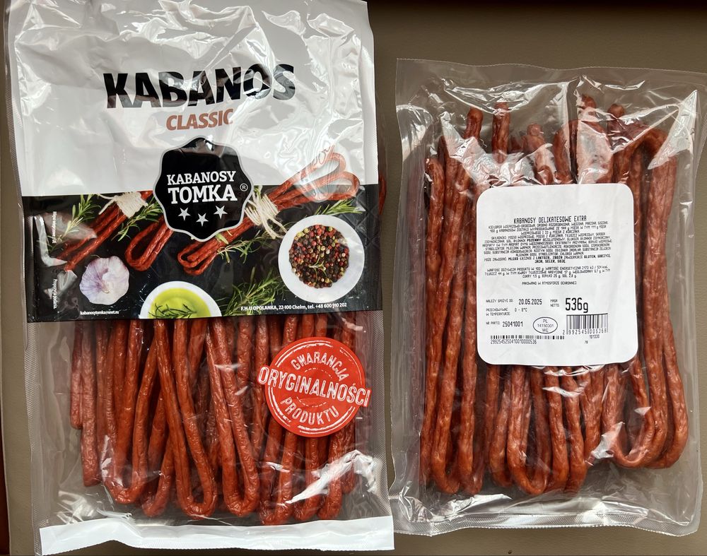 Кабаноси, Джерки, Ковбаски, Снеки, Extra, Tomka, Польща