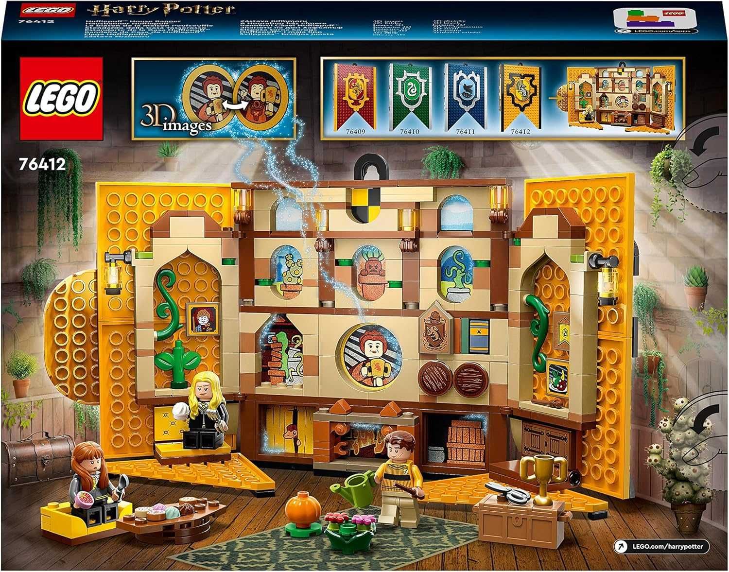 LEGO 76412 Harry Potter Flaga Hufflepuffu, Wspólny Pokój Zamku Hogwart