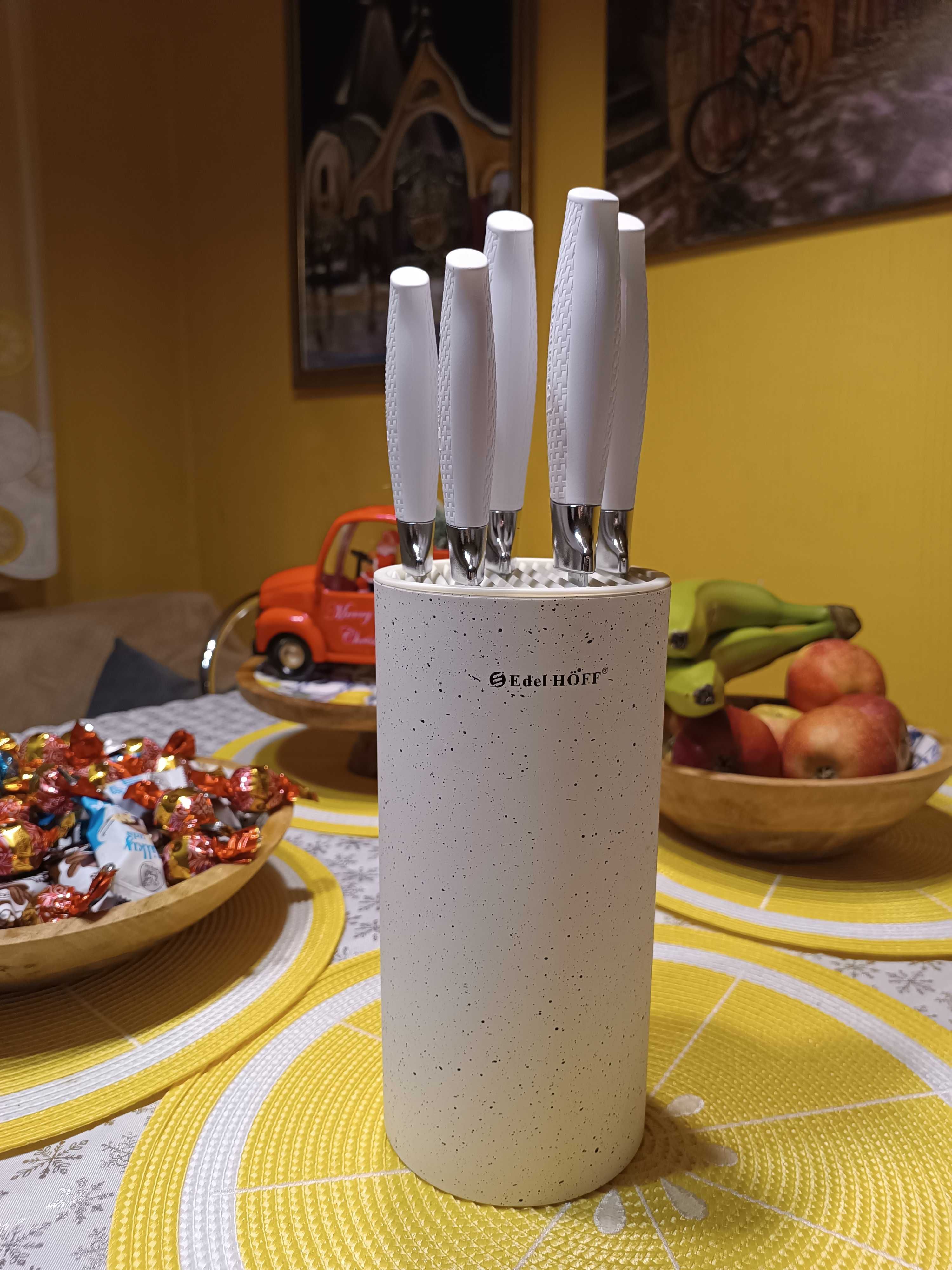Zestaw ostrych noży kuchennych ze stali nierdzewnej w bloku - EdelHöff
