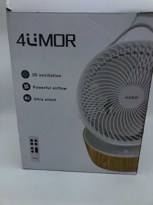 Cichy wentylator biurkowy 4UMOR 21W 12 prędkości z pilotem biel